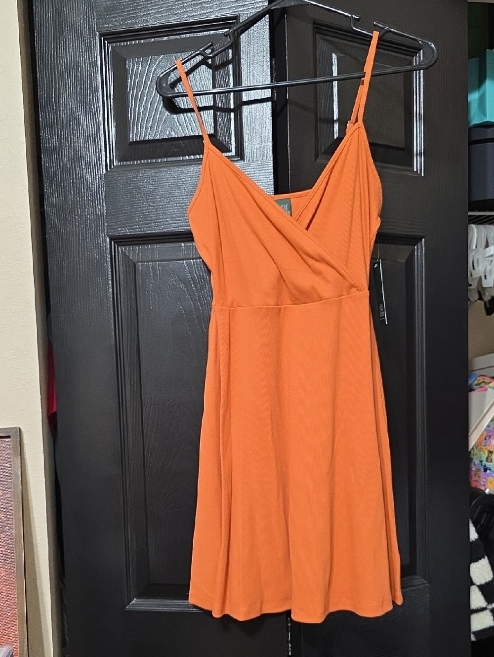wild fable Orange Spaghetti-Strap Wrap Mini Dress